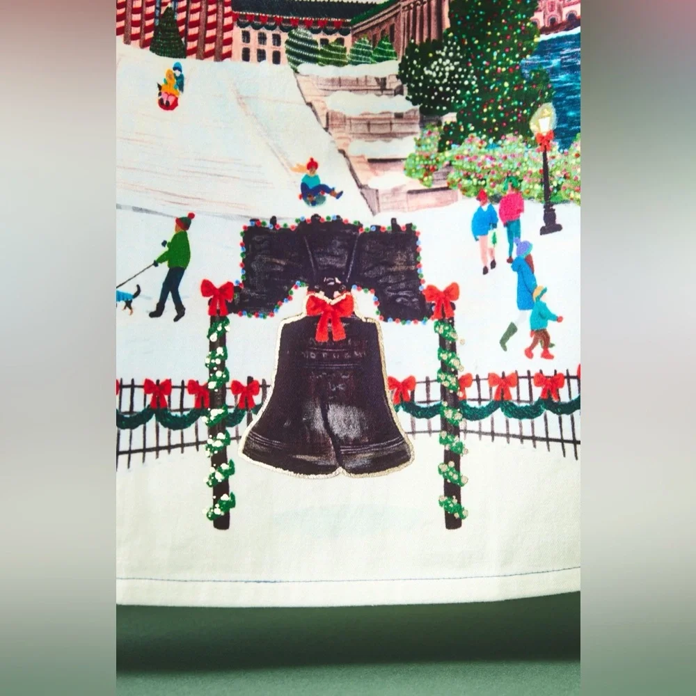 New 2024 Anthropologie Christmas Holiday In The City Philadelphia Dish Towel
